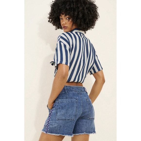 Anthropologie Pilcro The Wanderer Boho Embroidered Denim Shorts Women's Size 33 - Picture 16 of 16